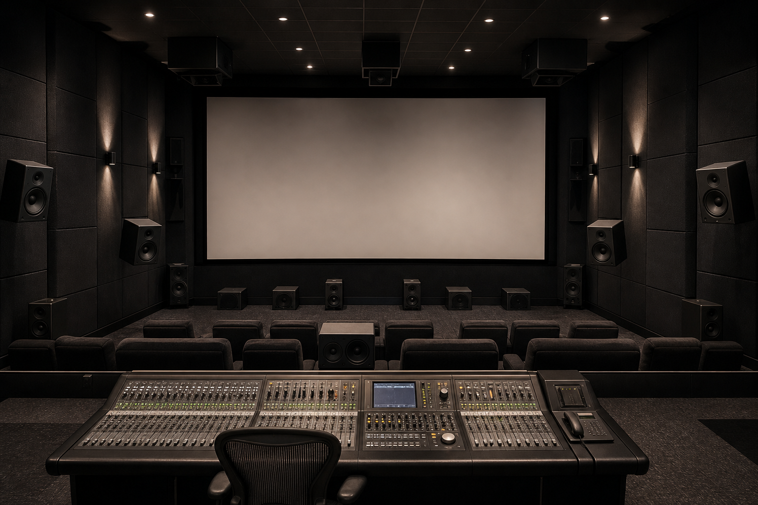Configurazione di diffusori surround in sala di missaggio